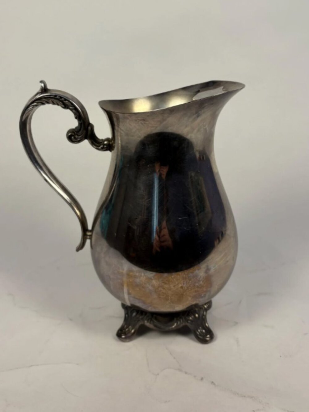 Vintage Wm Rogers & Son Silverplate Pitcher | Ornate Footed Water Jug | Antique